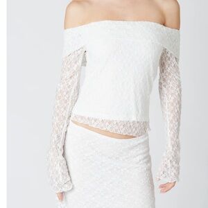 Cotton Candy LA white lace bridal top